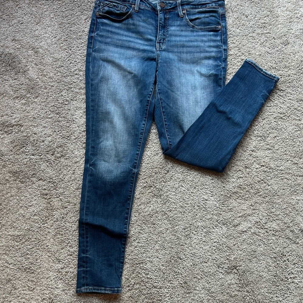 Blue Skinny Jeans with Tapered Leg and Stretch